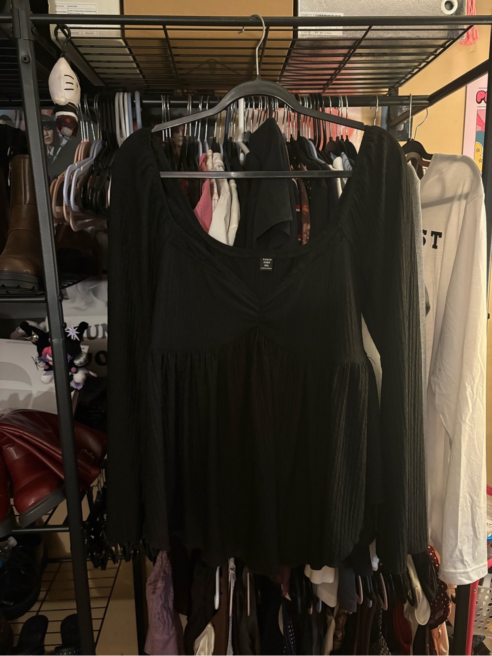 Black Long Sleeve Peasant Tunic